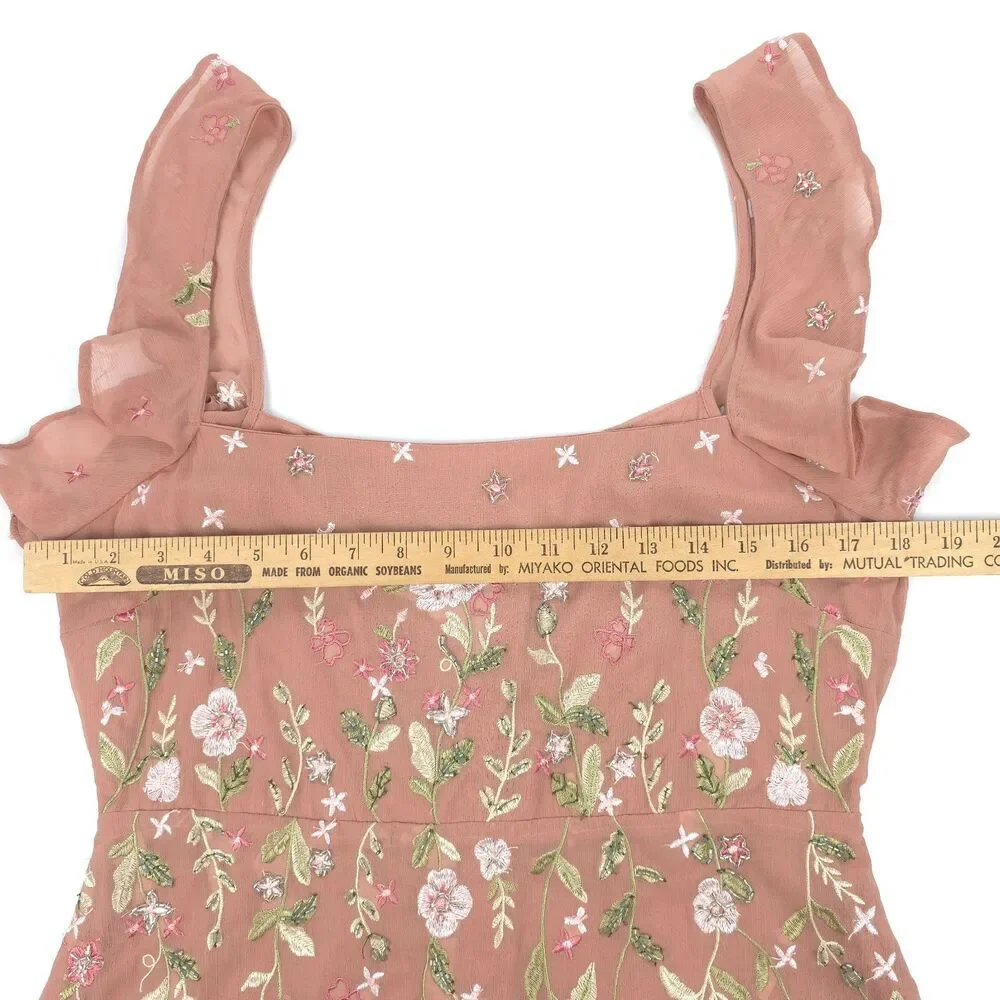 ASOS Cami Embellished Maxi Dress Bridesmaid Gown Embroidered Rose Ethereal Fairy - Picture 3 of 13